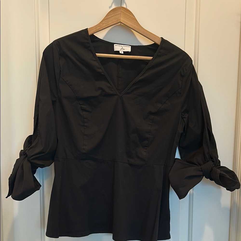 Black V-Neck Women's Top